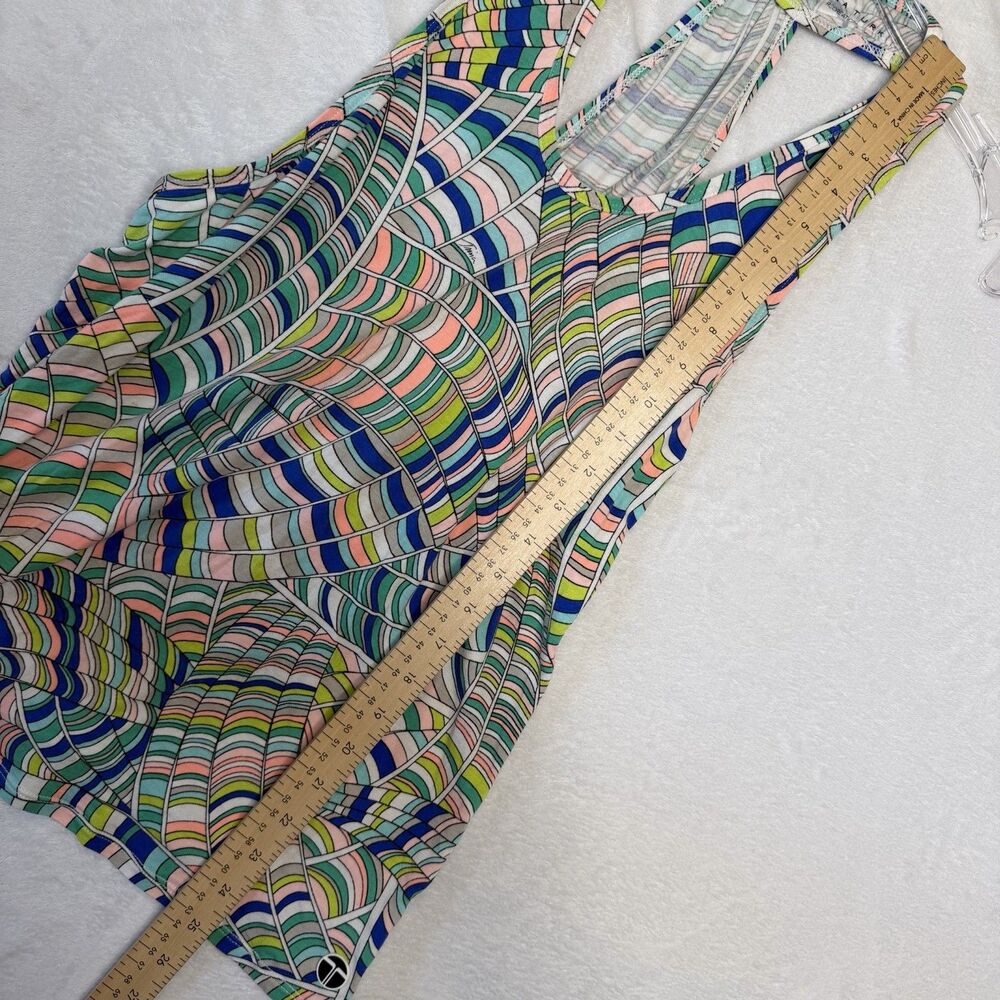Trina Turk Recreation Yoga Top Draped Back Abstract Pink Blue Green Size Large** - Picture 16 of 16
